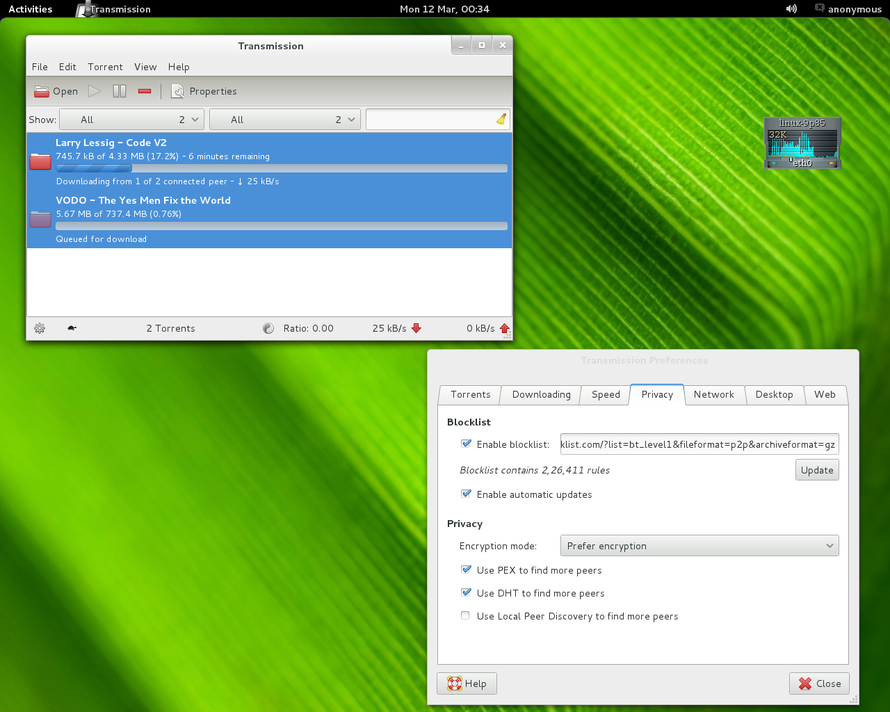 Ultra Random Thoughts Torrent clients on GNOME 3.2.1 / openSUSE 12.1