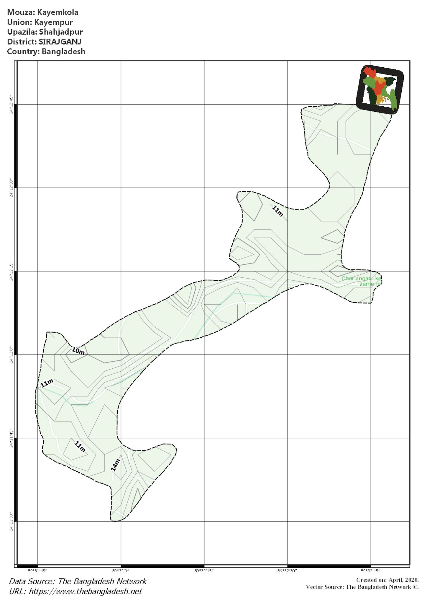 Map of Kayemkola Mouza of Shahjadpur Upazila, SIRAJGANJ Map of Kayemkola Mouza of Shahjadpur Upazila, SIRAJGANJ, Bangladesh.