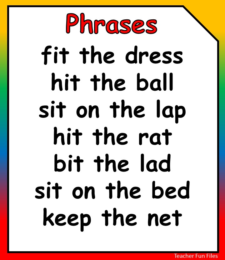 Teacher Fun Files CVC Reading in Phrases