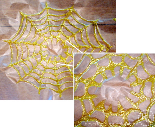 glitter glue spider web