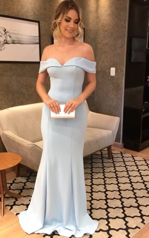 vestido longo azul claro