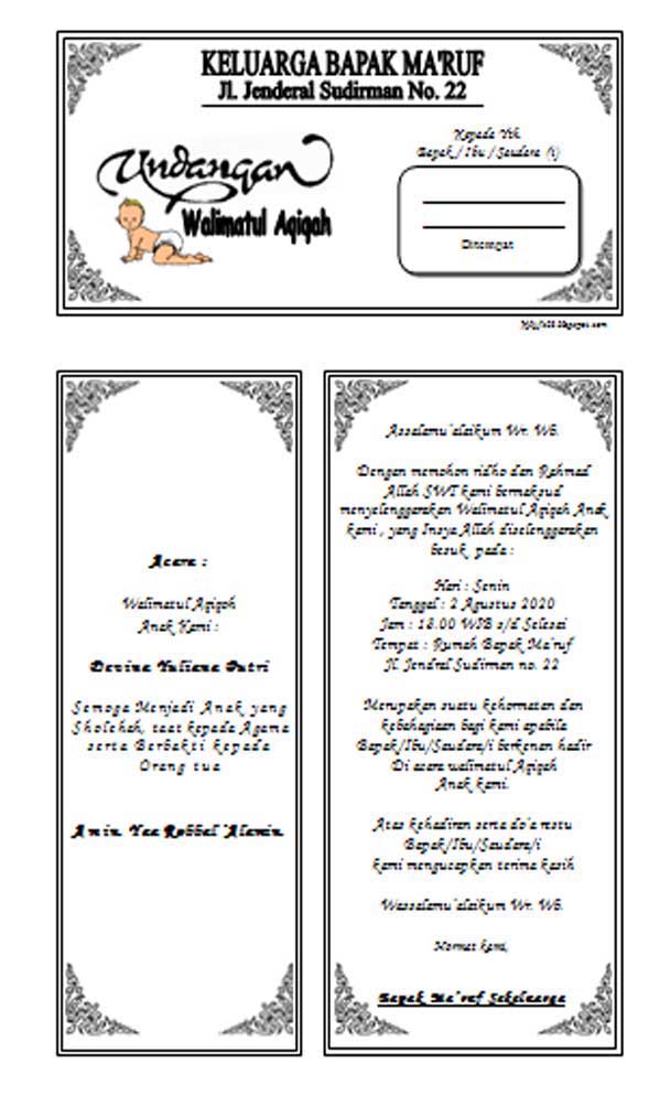 Contoh Undangan Hajatan Walimatul Ursy QQ Rumah
