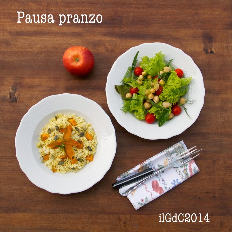 Pausa pranzo Riso pilaf e zucca Potimarron al forno