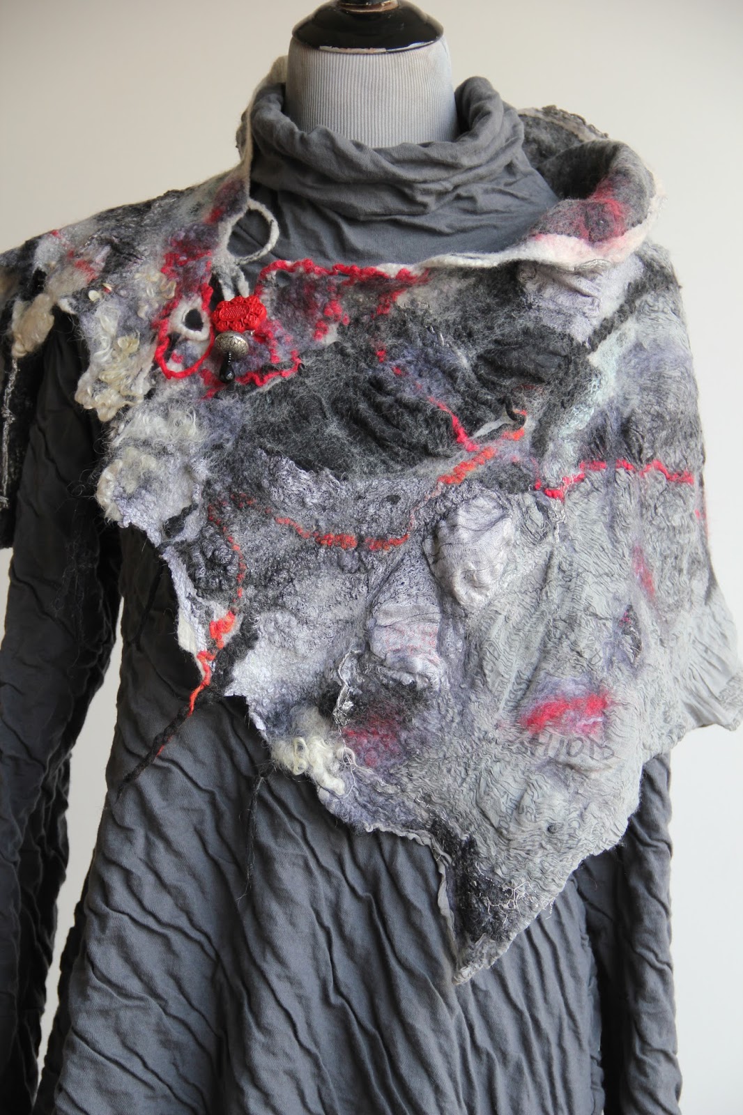 Studio 907: How to make an Asian inspired felted wrap with button closure