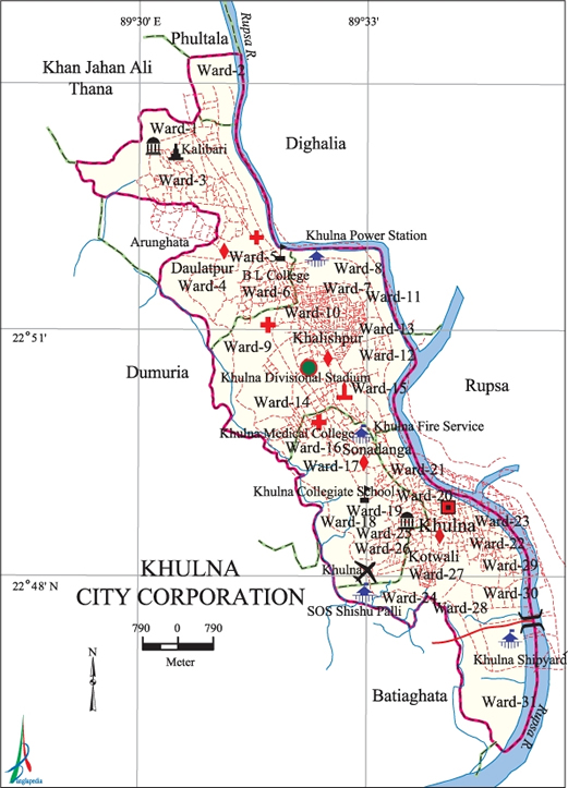 Khulna City Corporation Map Bangladesh