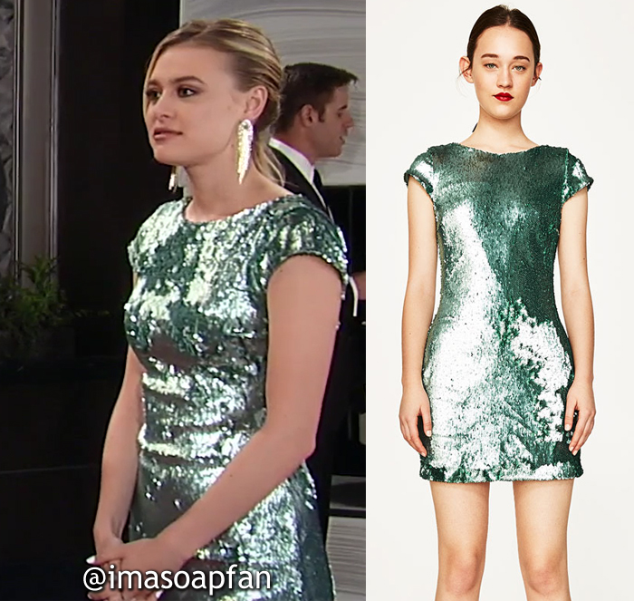 zara green sparkly dress
