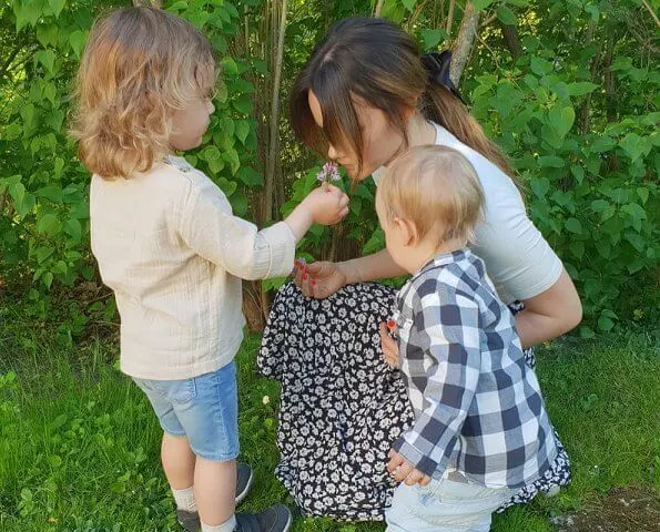 Swedish Princess Sofia with her sons Prince Alexander and Prince Gabriel in celebration of Mother's Day in Sweden