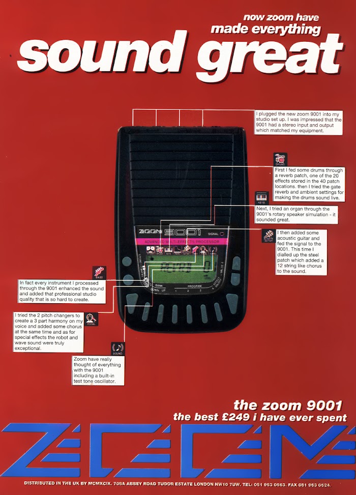 Zoom 9001 advert headlined with 'Now Zoom have made everything sound great'