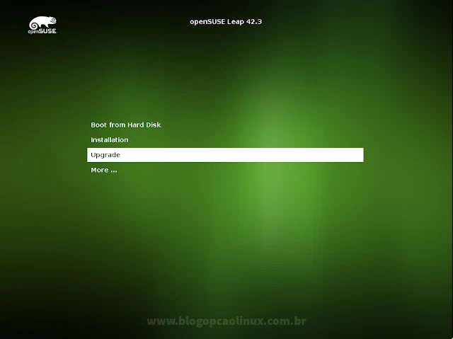 Tela de boot do openSUSE Leap 42.3