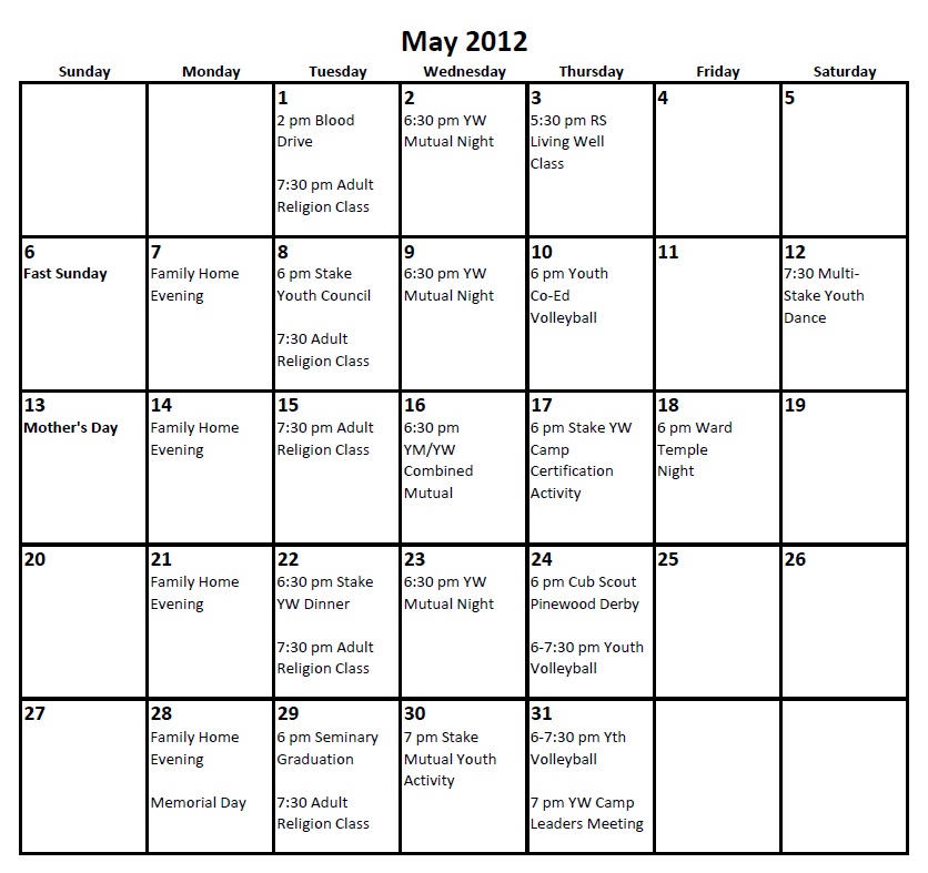 Mormon411: A May 2012 Calendar