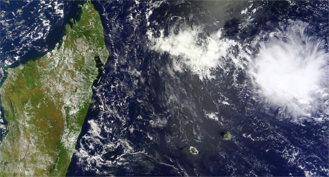 Image satellite de la Réunion, madagascar, océan indien