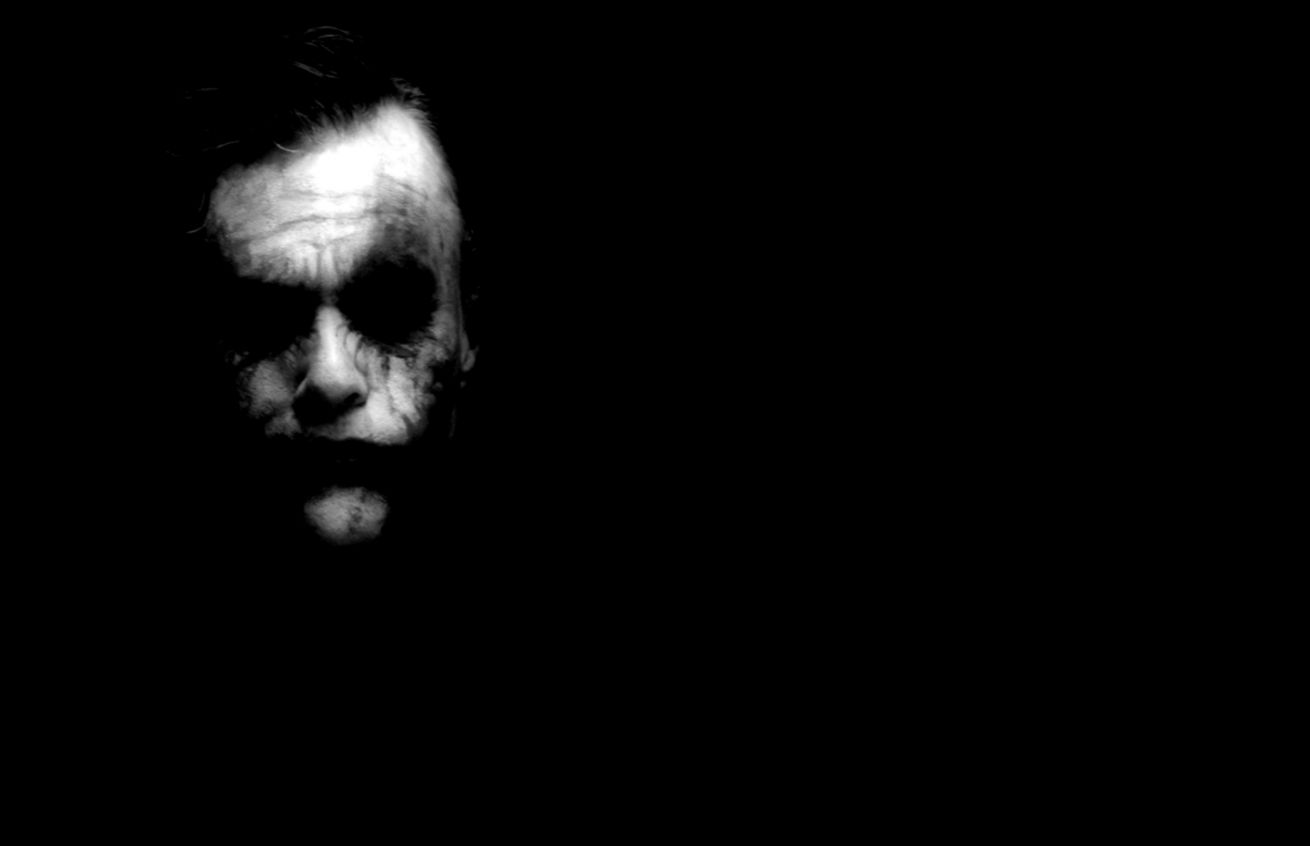Joker batman the dark knight heath ledger dark black white