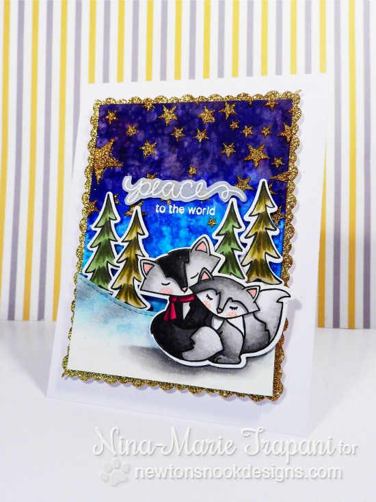 Peaceful Fox Winter Card by Nina-Marie Trapani | Fox Hollow stamp set & die set by Newton's Nook Designs #newtonsnook #fox