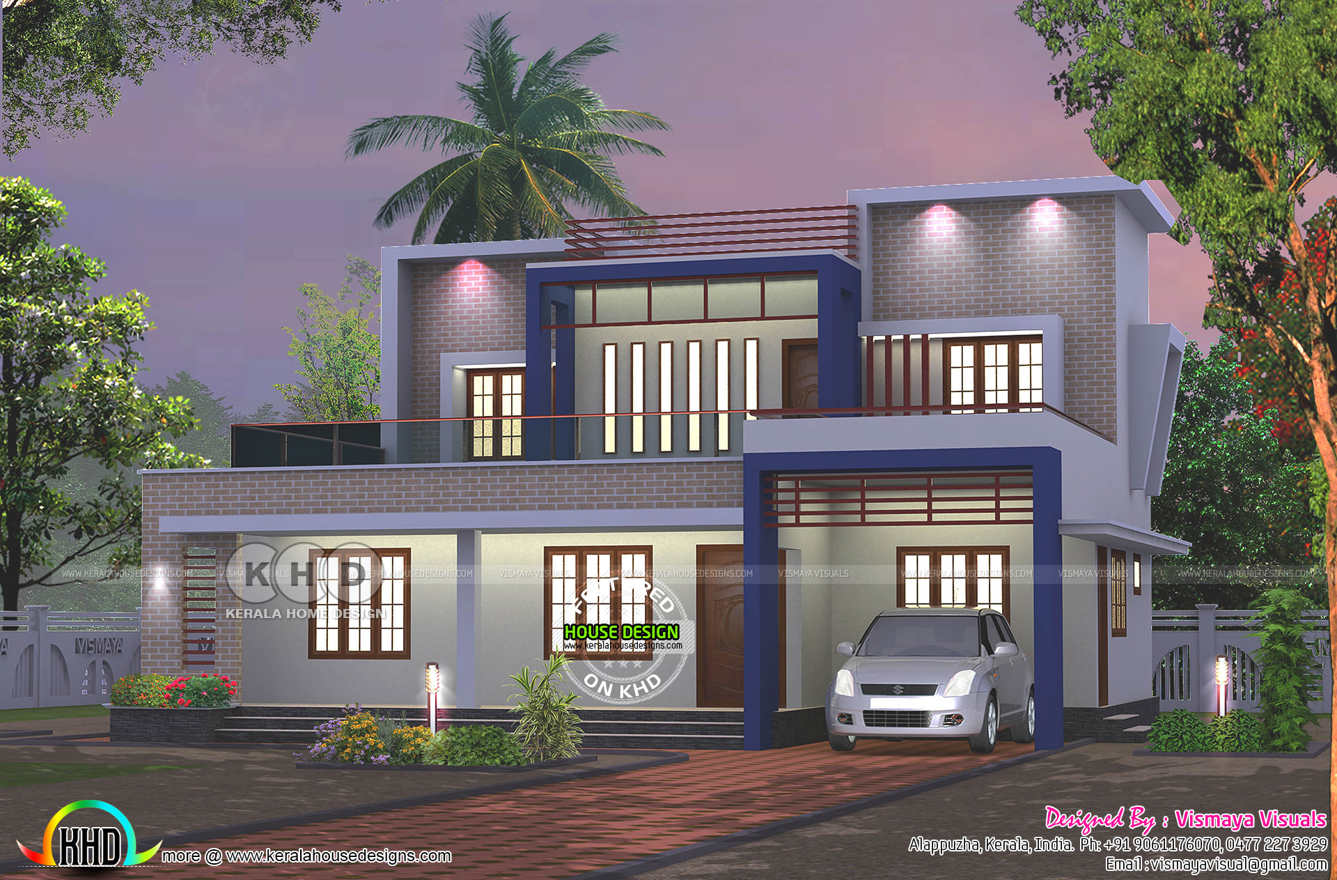 Flat Roof 4 Bhk Double Storied Home
