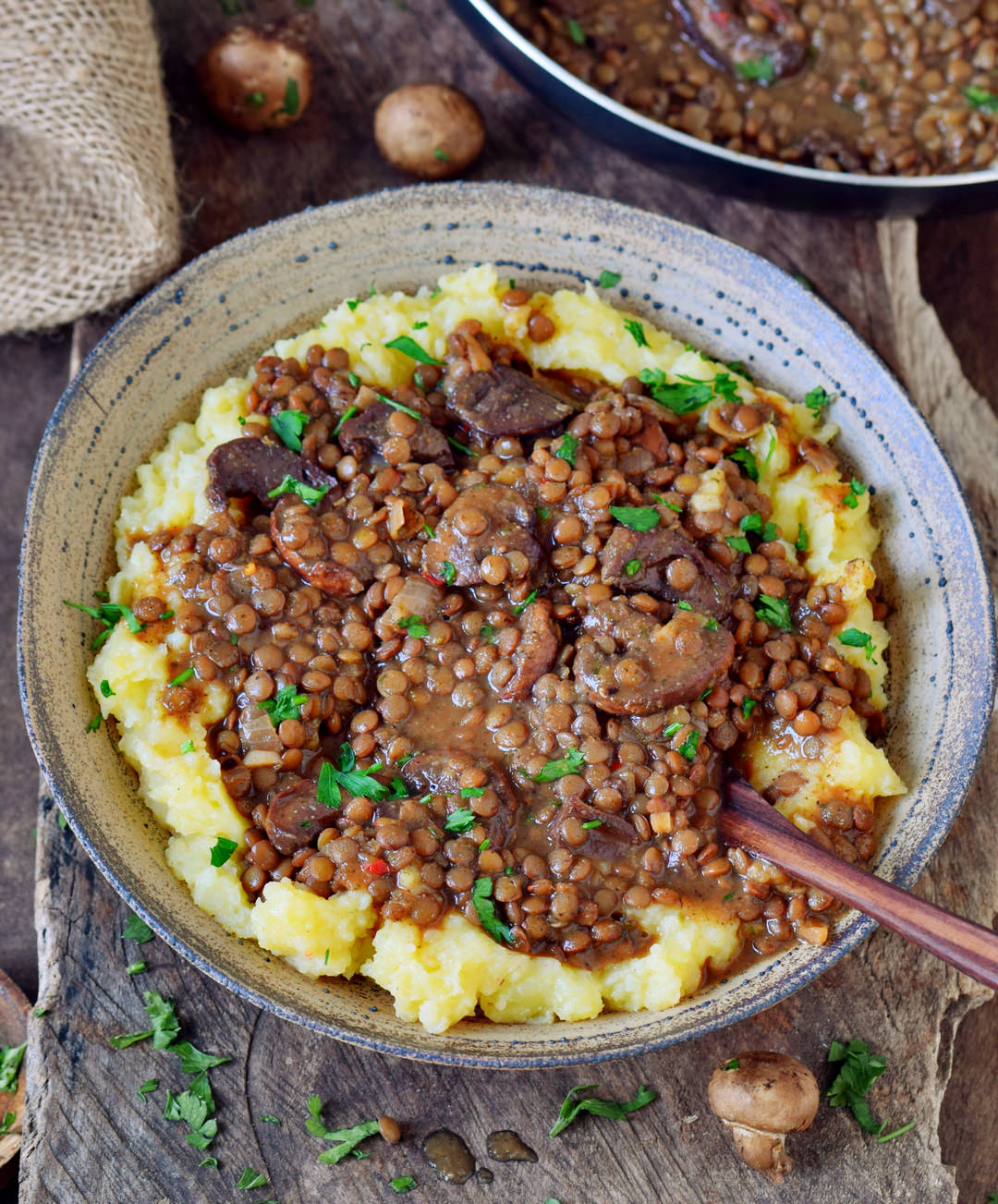 EASY LENTIL STEW WITH MASHED POTATOES VEGAN, GLUTENFREE RECIPE THINKERING