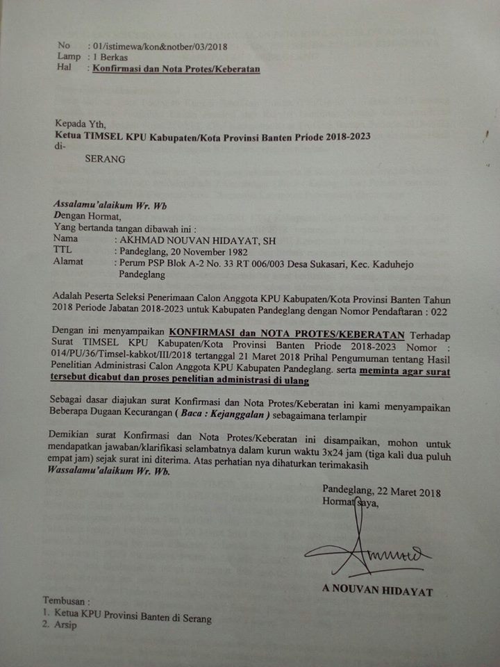 Contoh Surat Pernyataan Sikap Menolak