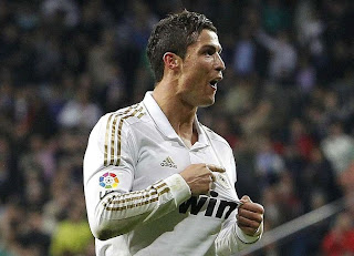Cristiano Ronaldo with an Adidas Real Madrid shirt