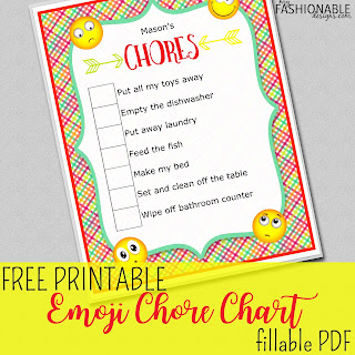 My Fashionable Designs: Free Printable Emoji Chore Chart, fillable PDF
