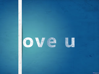 Love U Blue Text Wallpaper