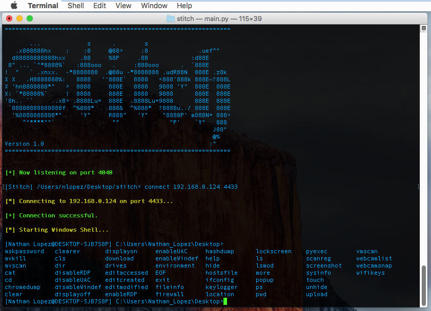 Stitch Python Remote Administration Tool (RAT)