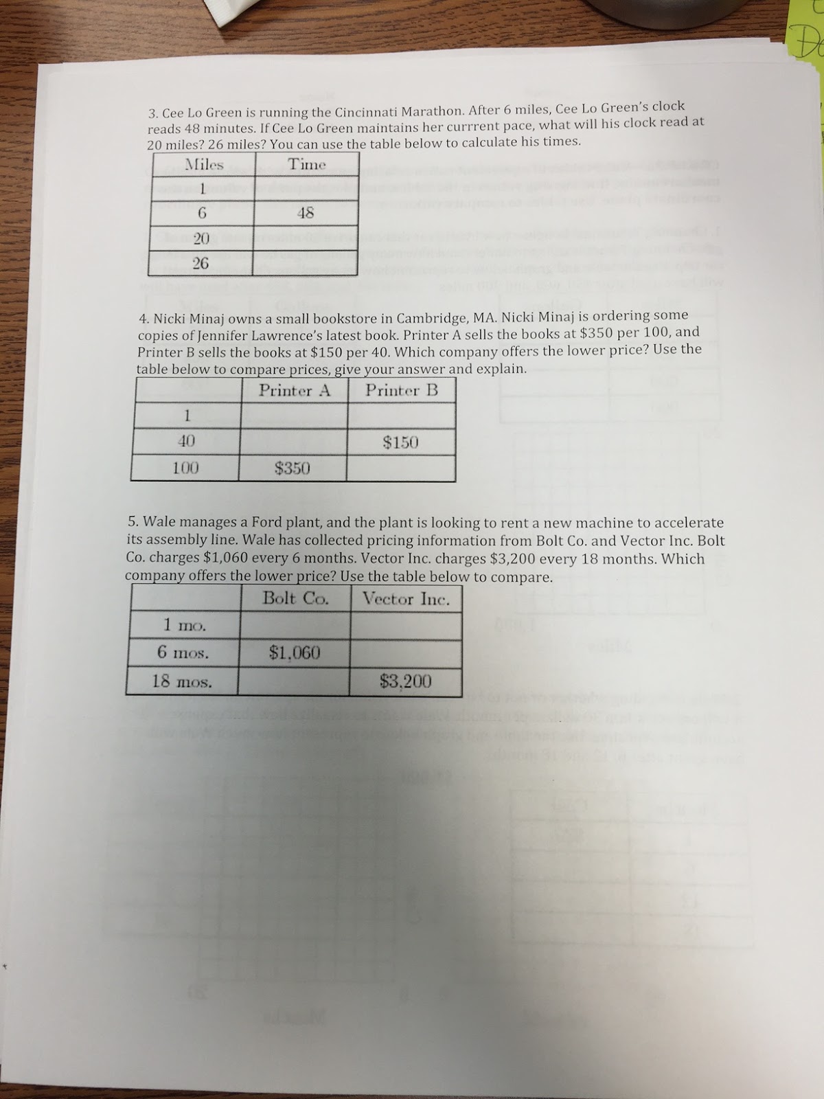 Mrs. White's 6th Grade Math Blog: USING TABLES & PROPORTIONS TO SOLVE