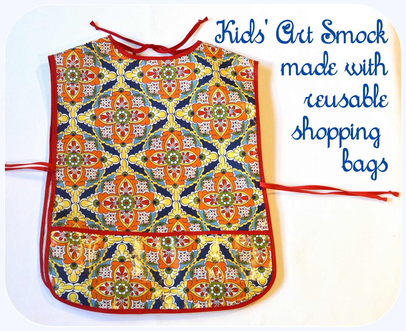 Jane of all Trades Kids' Art Smock made with reusable shopping bags a
