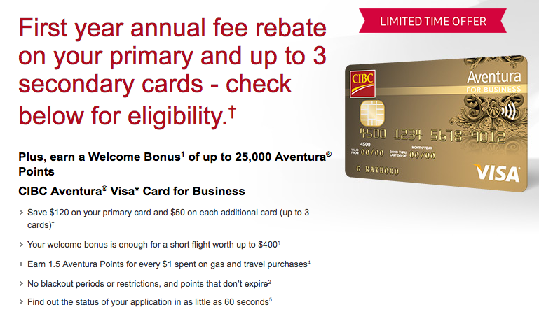 February 24 Update CIBC Aventura For Business 1st Year Free Offer Up 