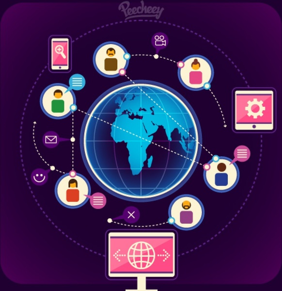 World wide communication Free vector