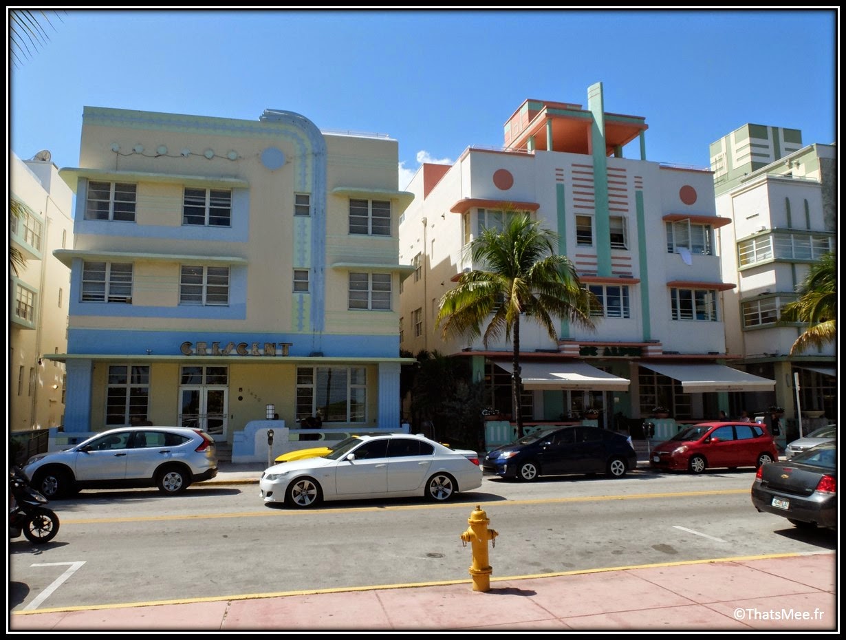 Ocean Drive, Hotel Crescent Art deco Miami Beach South Beach