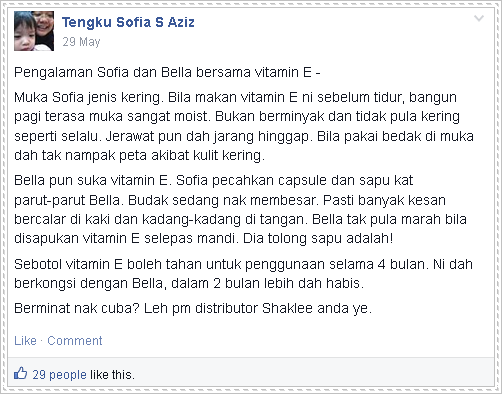 Testimoni Vitamin E Shaklee