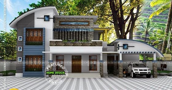 Stylish contemporary home - Kerala home design and floor plans - 8000