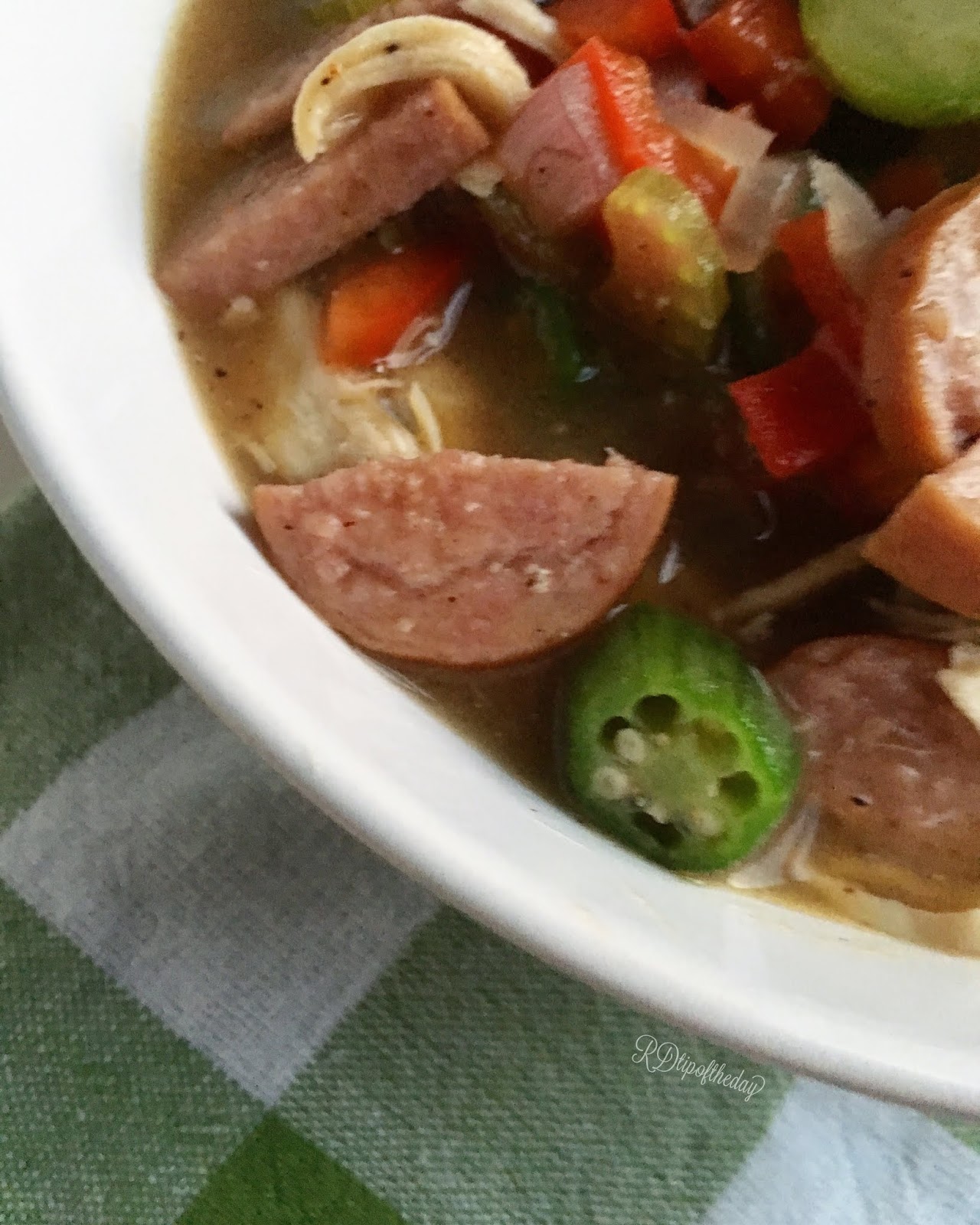 RD Tip of the Day Chicken and Turkey Sausage Gumbo