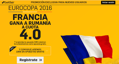 betfair Francia gana Rumania supercuota 4 Eurocopa 2016 10 junio betfair Francia gana Rumania supercuota 4 Eurocopa 2016 10 junio