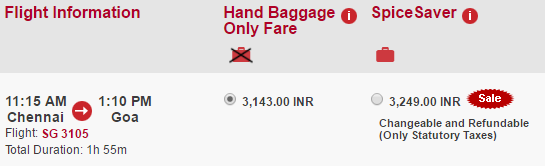 spicejet hand baggage only