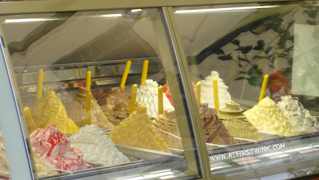 Italian gelato on display