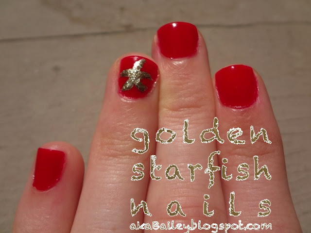 Golden Starfish Nails