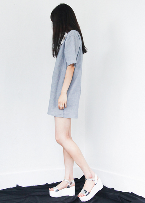 [Blackfit] Deep V-Neck Striped Dress Shirt | KSTYLICK - Latest Korean ...