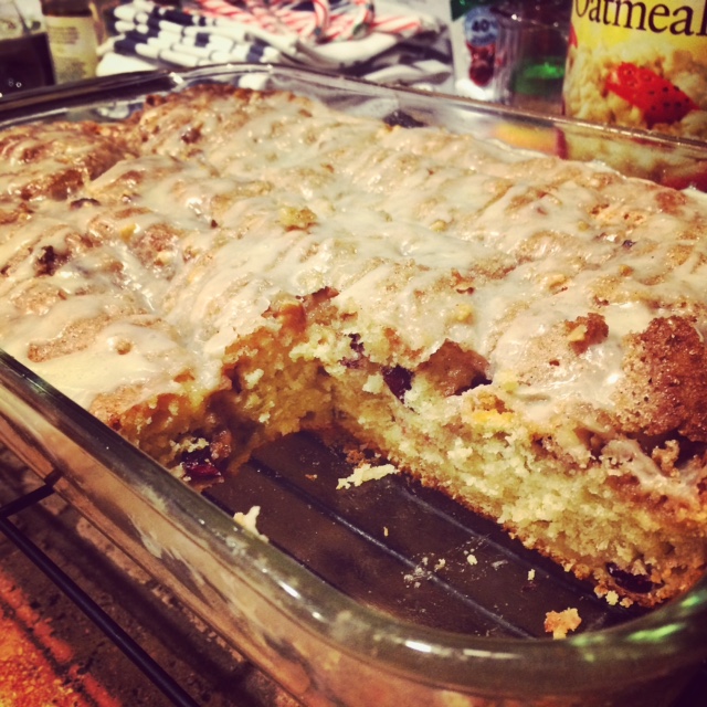 Stracciatella Overnight Cranberry Eggnog Coffee Cake