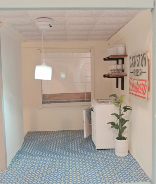 Dollhouse Kitchen Sink and Open Shelves Little Vintage Cottage