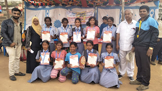The girls kabaddi team being awarded second place in a competition