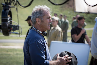 Mel Gibson on the set of Hacksaw Ridge