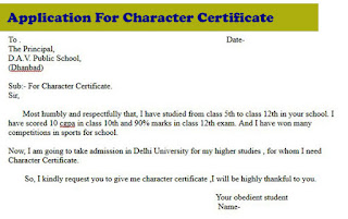 application for character certificate