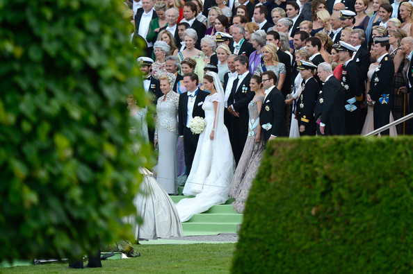 Princess Charlene of Monaco, Prince Edward, Earl of Wessex and Sophie, Countess of Wessex depart for the banquet after the wedding ceremony of Princess Madeleine of Sweden and Christopher O’Neill.