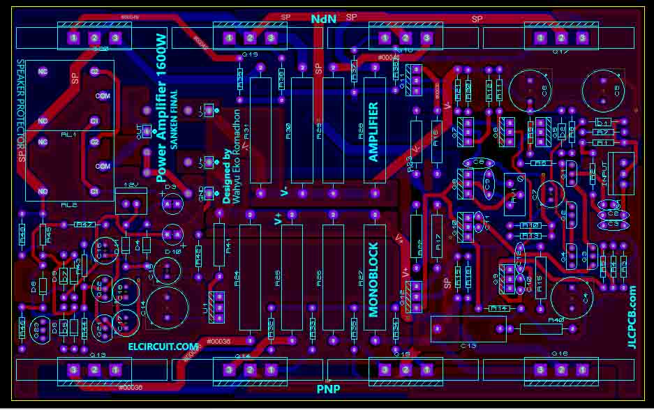 1600W Power Amplifier + Speaker Protector Electronic Circuit