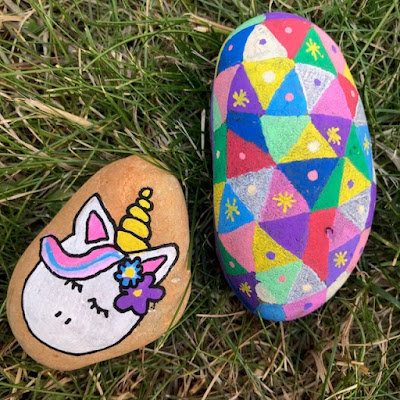 Painted rocks unicorn and colours