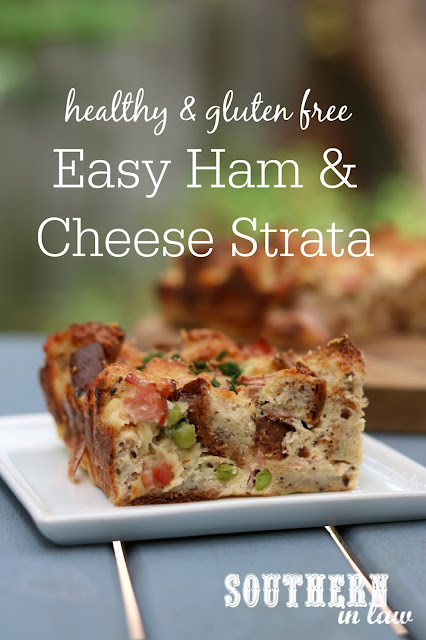 Easy Healthy Ham and Cheese Strata Recipe - gluten free, healthy, low fat, high protein, christmas leftovers, easter leftovers, clean eating recipe