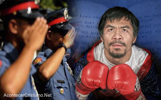 Manny Pacquiao y policías de Filipinas
