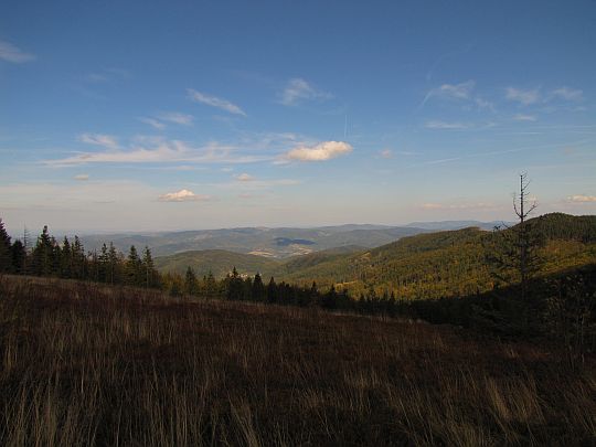 Panorama z Kociej Łapy na Beskid Makowski.
