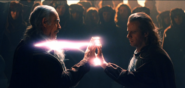 Christopher Lambert şi Sean Connery în Highlander 2