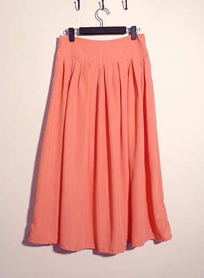 frolic fashion: Pinkish Orange Midi Skirt